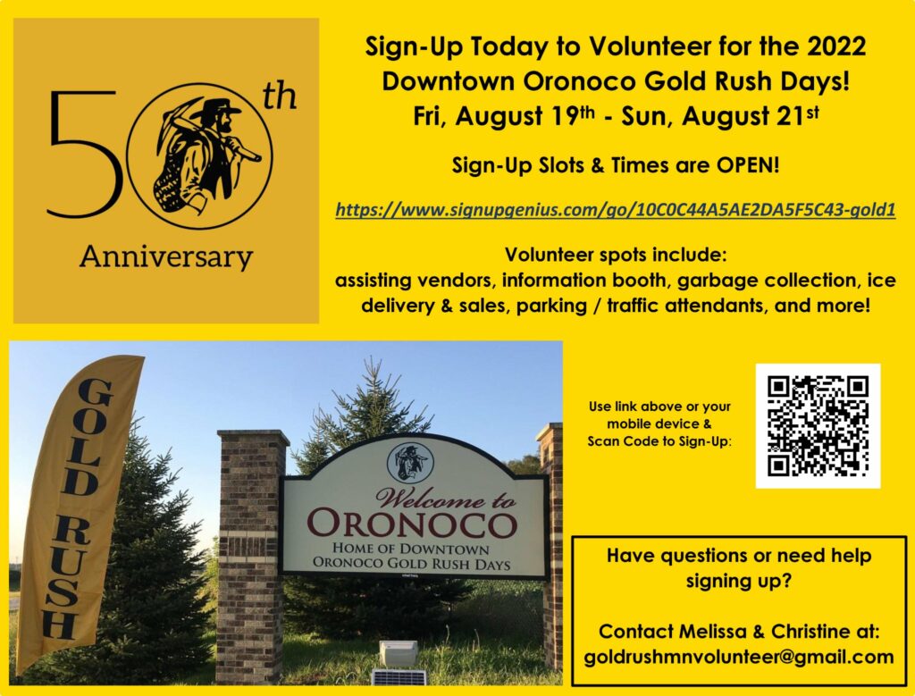 Get Involved Downtown Oronoco Gold Rush Days